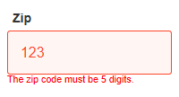 The default CSS shows the error message in red.